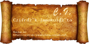 Czifrák Immakuláta névjegykártya
